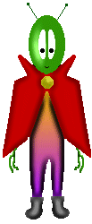 Green alien with red cape image